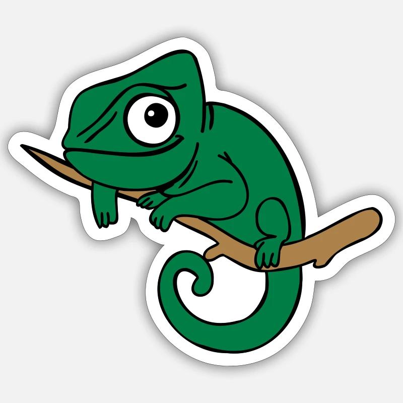 Lui das Chamäleon, dreifarbig - Sticker Größe S (10 x 10 cm) - Mattweiß