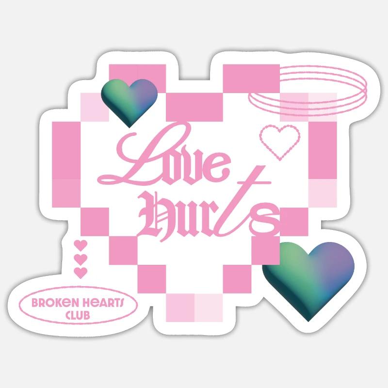 Liebe tut weh - Sticker Größe S (10 x 10 cm) - Mattweiß