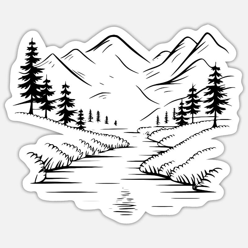 Gebirge - Sticker Größe S (10 x 10 cm) - Mattweiß