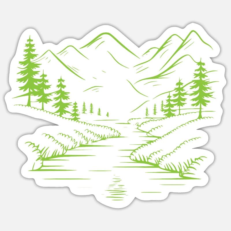 Gebirge - Sticker Größe S (10 x 10 cm) - Mattweiß