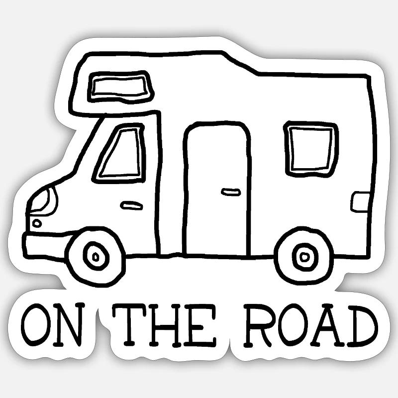 On the road - Sticker size S (10 x 10 cm) - white matte