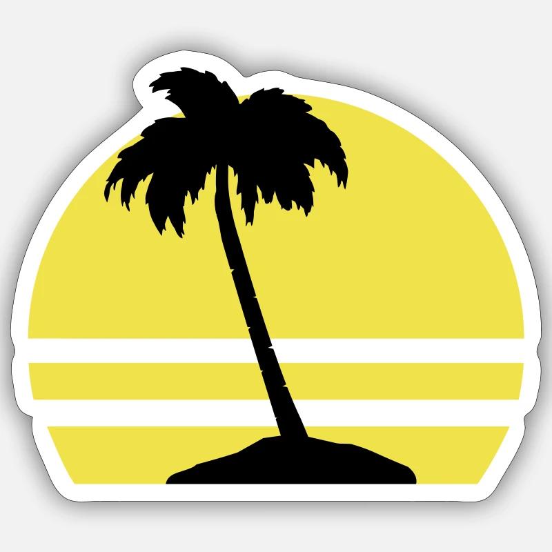 palmen insel - Sticker Größe S (10 x 10 cm) - Mattweiß