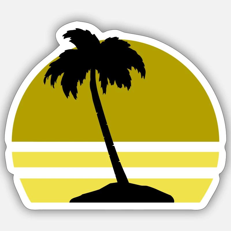 Île Palm - Sticker taille S (10 x 10 cm) - blanc mat