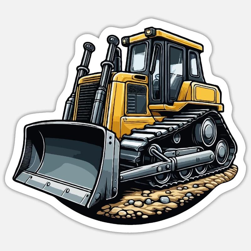 Bulldozer large - Sticker size S (10 x 10 cm) - white matte