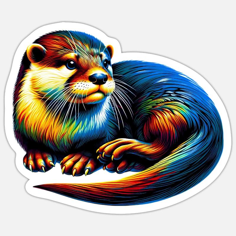 Otter - Sticker Größe S (10 x 10 cm) - Mattweiß