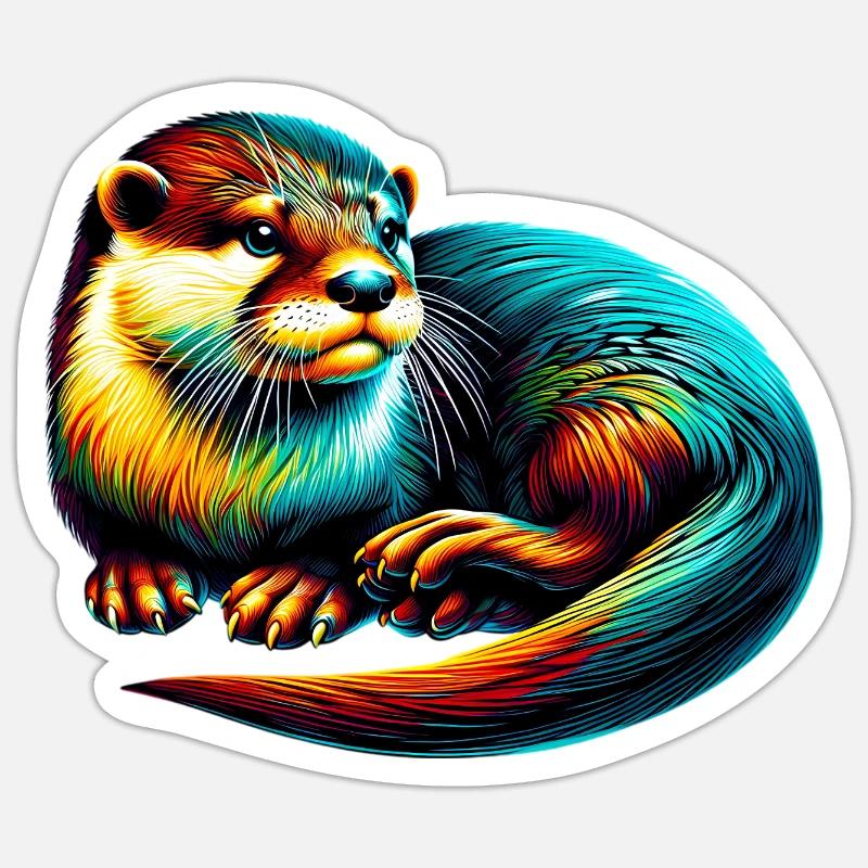 Otter - Sticker Größe S (10 x 10 cm) - Mattweiß