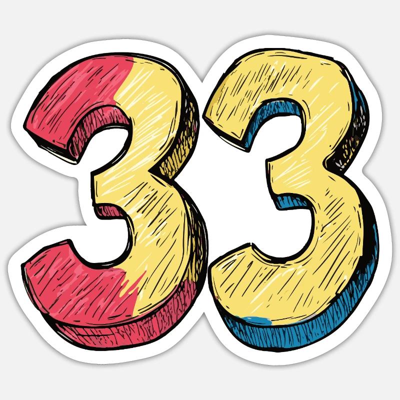 33 Symbole numérique - Sticker taille S (10 x 10 cm) - blanc mat