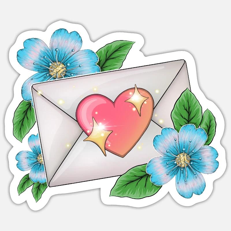 Enveloppe avec des fleurs Sticker taille S (10 x 10 cm)