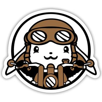 Hase Motorrad Fahren Biker Fahrer Roller Mofa Cool - Sticker Größe S (10 x 10 cm) - Mattweiß - Vorne