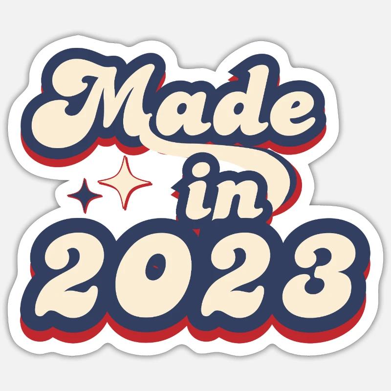 Made in 2023 retro - Sticker size S (10 x 10 cm) - white matte