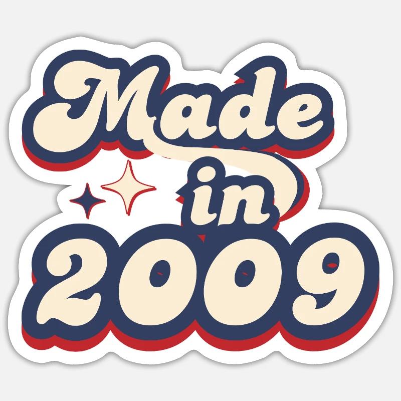 Made in 2009 retro - Sticker size S (10 x 10 cm) - white matte