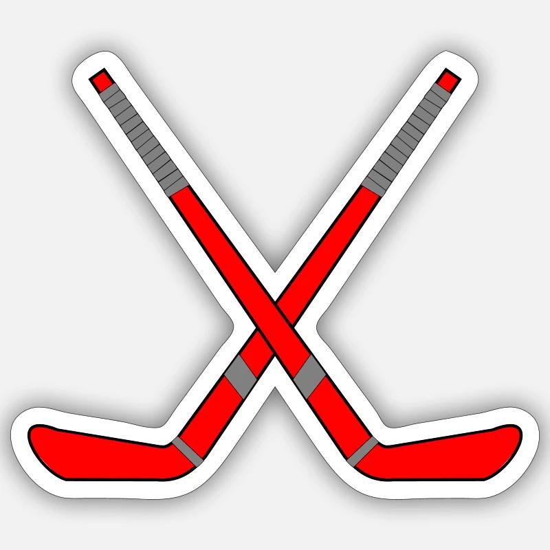 Gekreuzte Eishockeyschläger - Sticker Größe S (10 x 10 cm) - Mattweiß