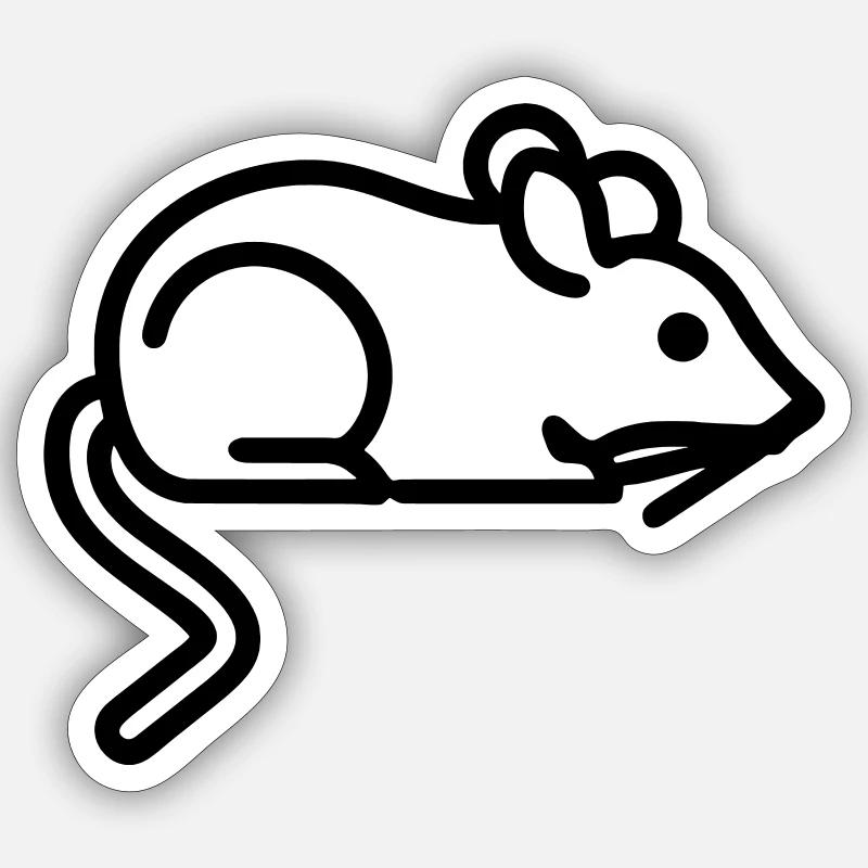 Mouse Icon - Simple Black Outline Design Sticker size S (10 x 10 cm)