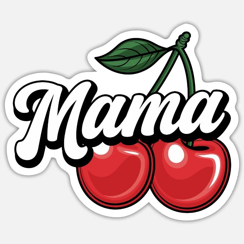 Mama Kirsche – Süßes & Stylisches Mama-Design - Sticker Größe S (10 x 10 cm) - Mattweiß