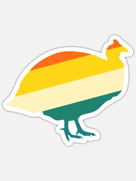 Hühner Hahn Perlhuhn - Sticker Größe S (10 x 10 cm) - Mattweiß