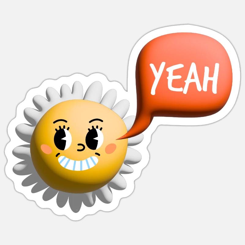 Sun yes 3D - Sticker size S (10 x 10 cm) - white matte