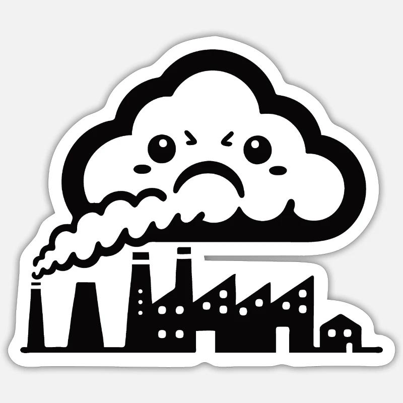 Kohlendioxid CO₂ – Lustige Rauchwolke Comic Design Sticker Größe S (10 x 10 cm)