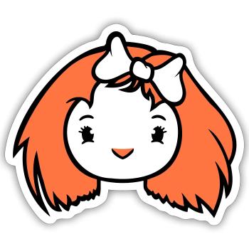 Bird Lady Woman Female Pretty Face Bow - Sticker size S (10 x 10 cm) - white matte - Front