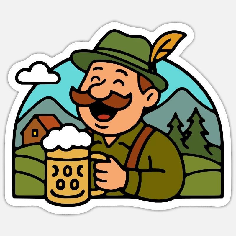 Deutscher German Bavarian Bayer Bier - Sticker Größe S (10 x 10 cm) - Mattweiß