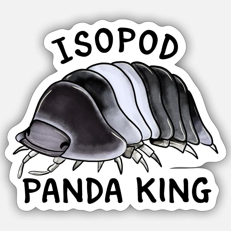 Isopode cubaris panda roi - Sticker taille S (10 x 10 cm) - blanc mat