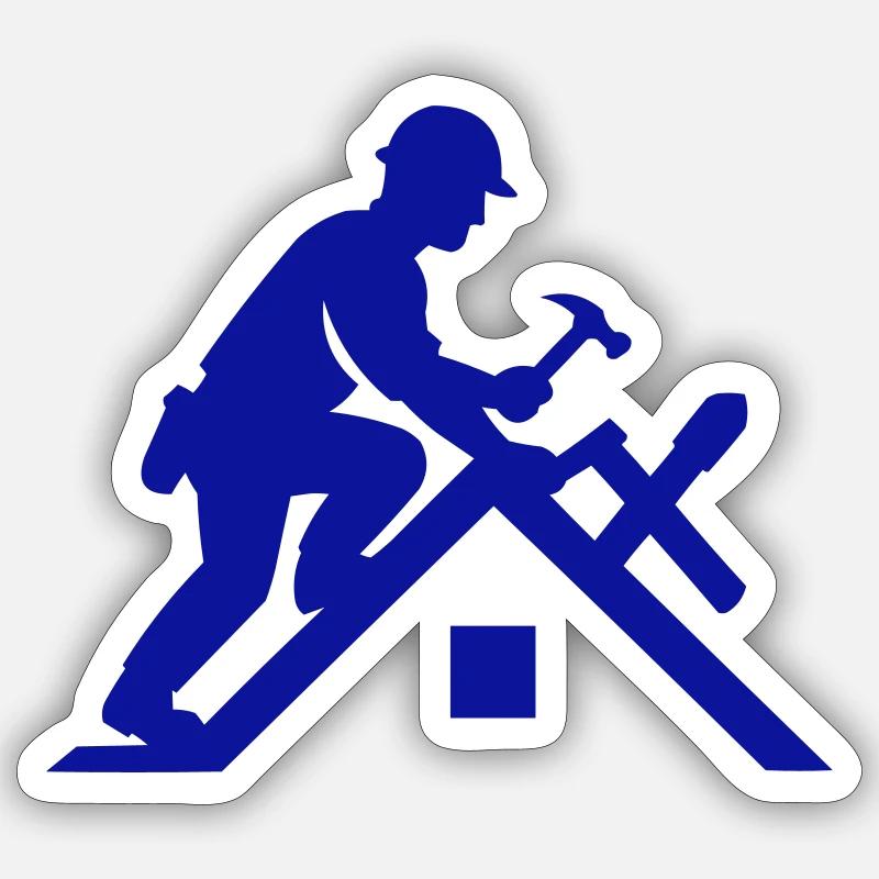 dachdecker dach - Sticker Größe S (10 x 10 cm) - Mattweiß