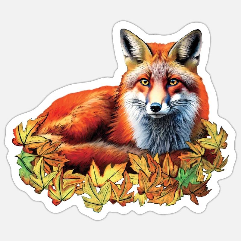 Rotfuchs im Herbst - Sticker Größe S (10 x 10 cm) - Mattweiß