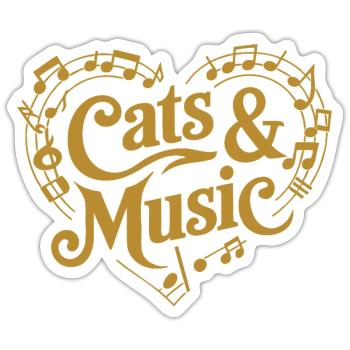 Katzen und Musik Musiknoten und Notenlinien - Sticker Größe S (10 x 10 cm) - Mattweiß - Vorne