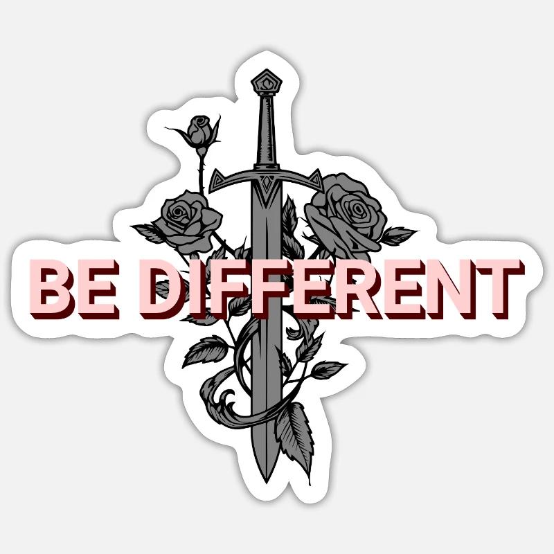 BE DIFFERENT – Red Rose Self-Love Positivity Sticker size S (10 x 10 cm)