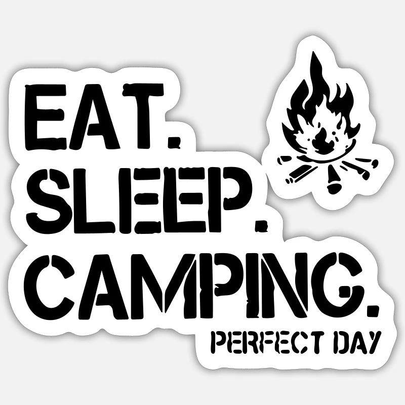 eat sleep camping - Sticker size S (10 x 10 cm) - white matte
