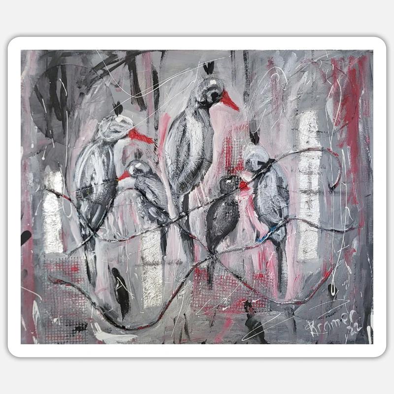 Corbeaux - Sticker taille S (10 x 10 cm) - blanc mat