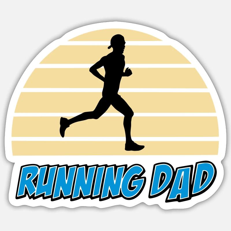 Running dad - Sticker taille S (10 x 10 cm) - blanc mat