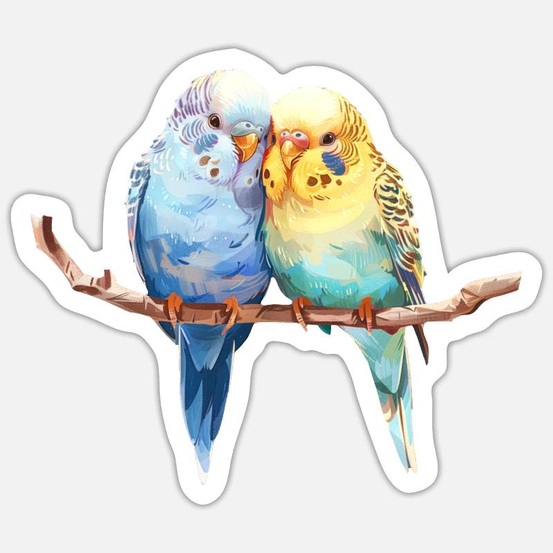 Budgie pair - Sticker size S (10 x 10 cm) - white matte