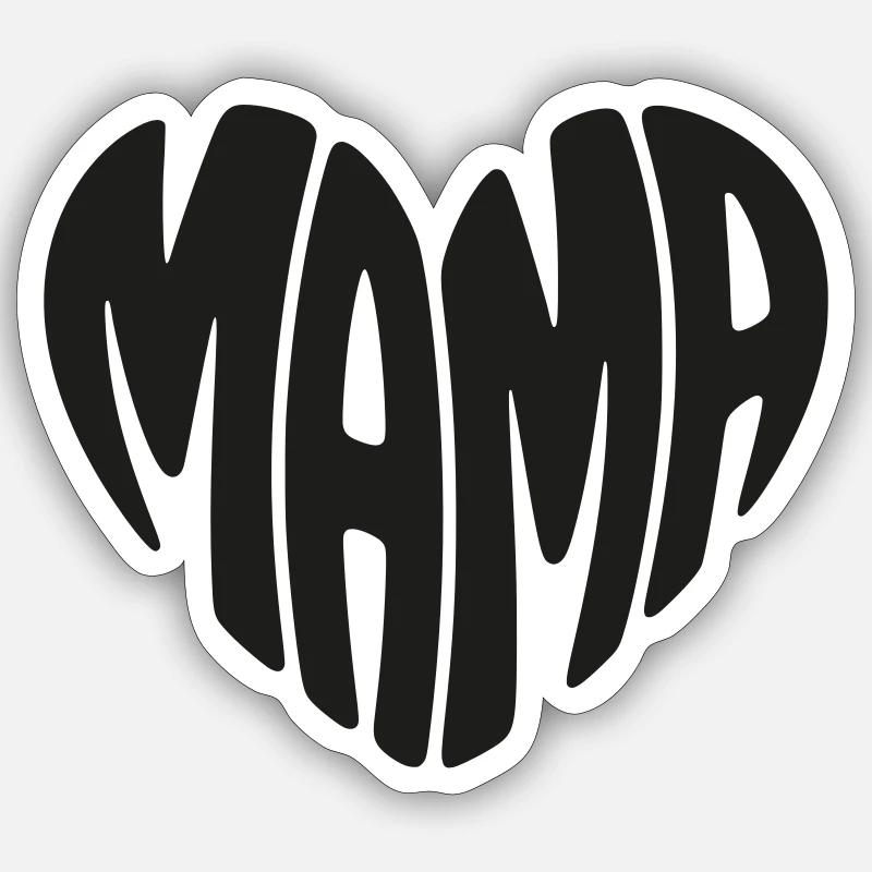 Mama Herz Form Mutter Herzform Muttertag Geschenk - Sticker Größe S (10 x 10 cm) - Mattweiß