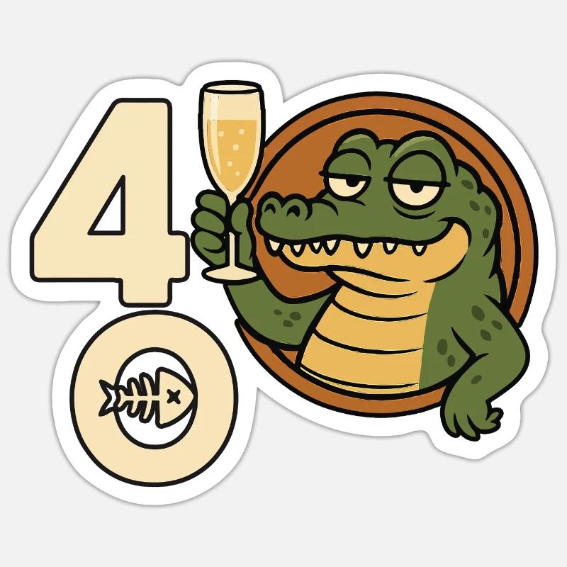Vive le 40 – Édition Crocodile - Sticker taille S (10 x 10 cm) - blanc mat