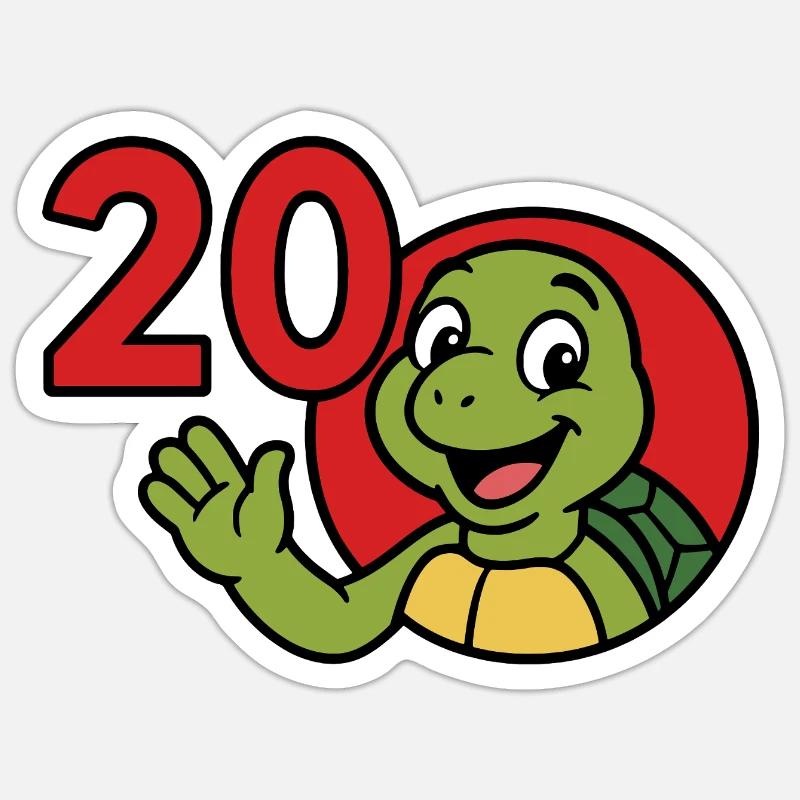 Turtle 20 ans de plaisir Sticker taille S (10 x 10 cm)