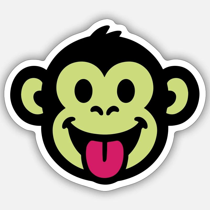 Affe Lustig Comic - Sticker Größe S (10 x 10 cm) - Mattweiß