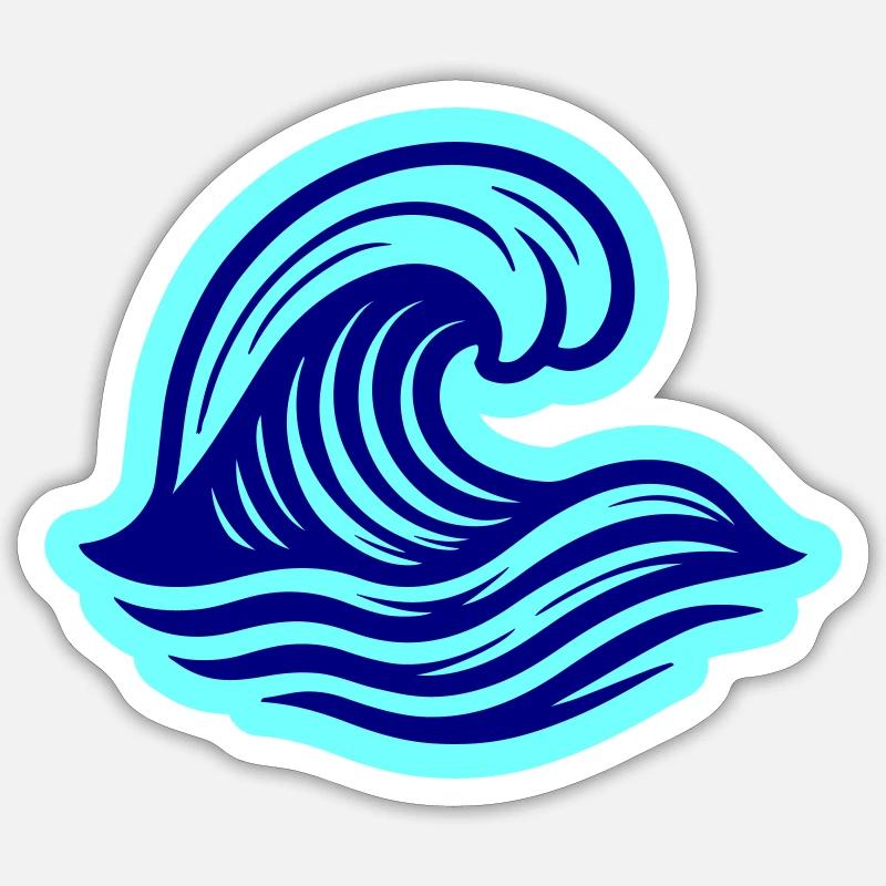 Mer Vague Océan Sticker taille S (10 x 10 cm)
