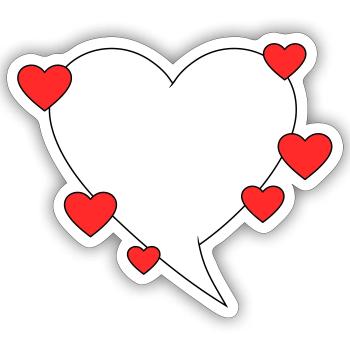 Speech bubble with hearts - Sticker size S (10 x 10 cm) - white matte - Front