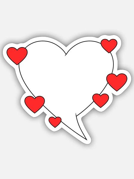 Sprechblase mit Herzen - Sticker Größe S (10 x 10 cm) - Mattweiß