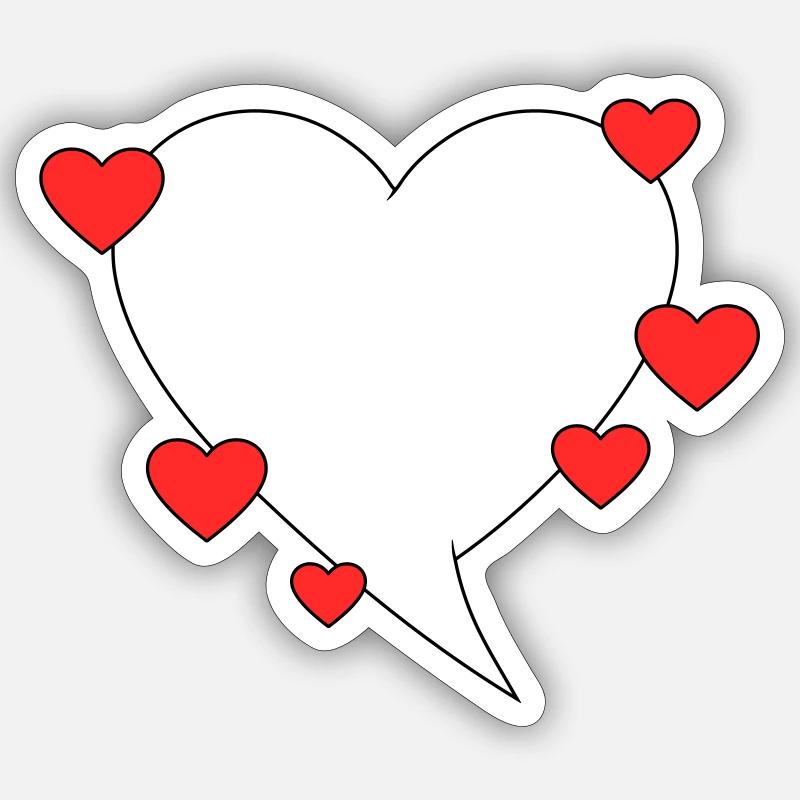 Sprechblase mit Herzen - Sticker Größe S (10 x 10 cm) - Mattweiß