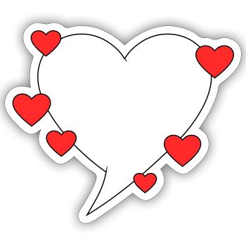 Speech bubble with hearts - Sticker size S (10 x 10 cm) - white matte - Front