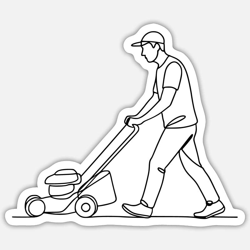 Rasenmäher - Sticker Größe S (10 x 10 cm) - Mattweiß