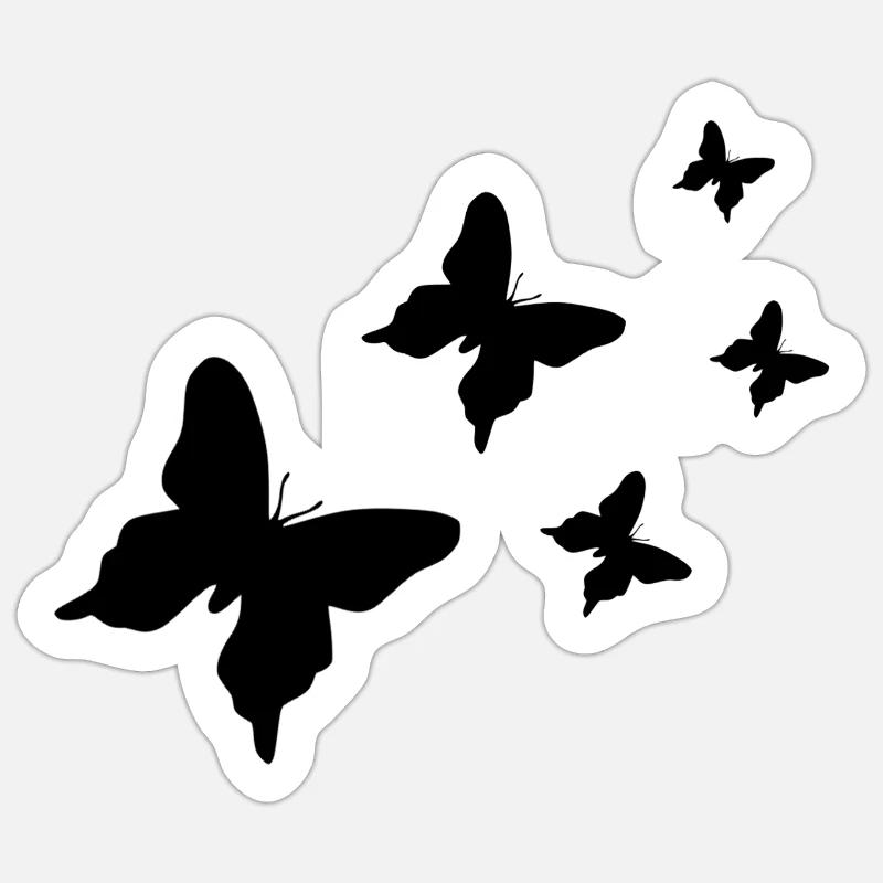 Papillons - Sticker taille S (10 x 10 cm) - blanc mat