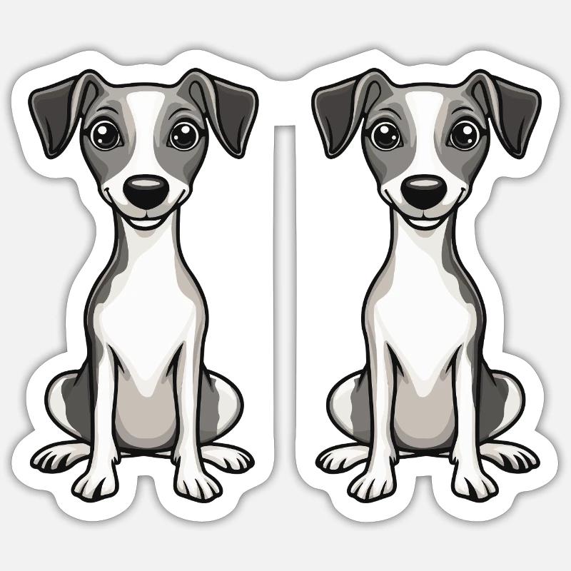 Whippet Hund Comic - Sticker Größe S (10 x 10 cm) - Mattweiß