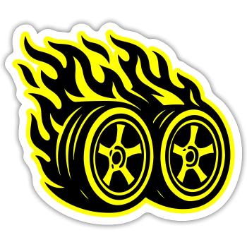 Flamme de pneu de voiture - Sticker taille S (10 x 10 cm) - blanc mat - Devant