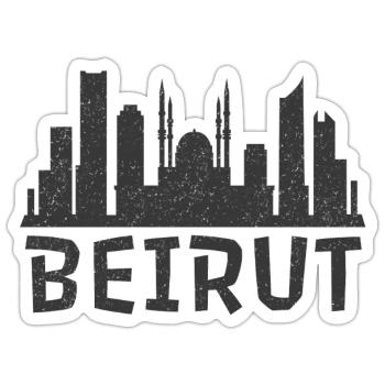 Beirut Skyline Silhouette - Sticker Größe S (10 x 10 cm) - Mattweiß - Vorne