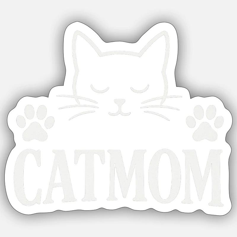 Maman chat - Sticker taille S (10 x 10 cm) - blanc mat
