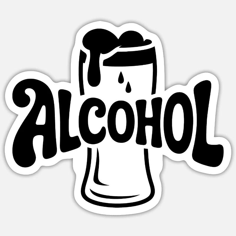 Alcohol - Cool Drinking Logo - Sticker size S (10 x 10 cm) - white matte