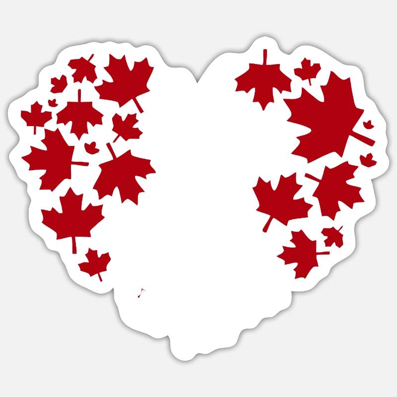 Maple Leaf Heart Pattern - Sticker size S (10 x 10 cm) - white matte