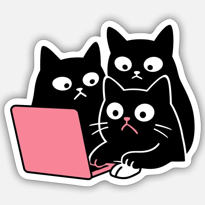 Chat mignon - Sticker taille S (10 x 10 cm) - blanc mat